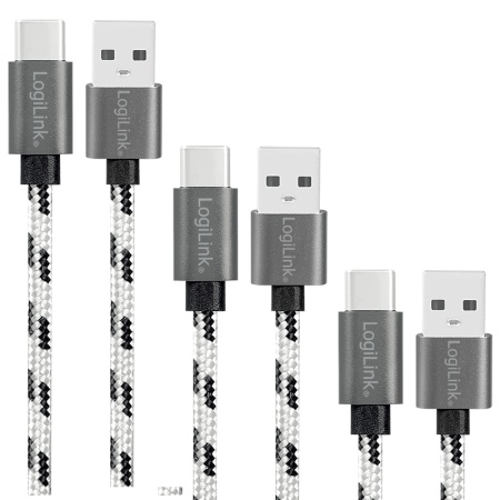 Logilink USB 2.0 Type C, C/M na USB - A/M, 3-pak set 0.5 m / 1 m / 2 m