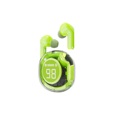 TWST-01-G Gembird bluetooth V5.4 slusalice, TWS, LCD, Transparent, green