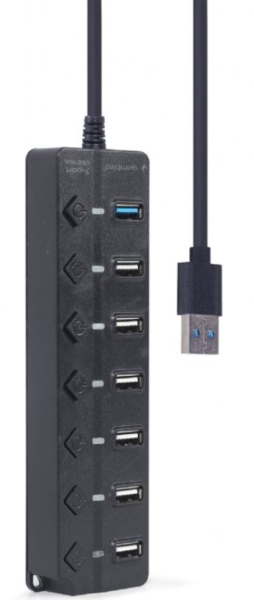 UHB-U3P1U2P6P-01 Gembird 7-port USB hub (1xUSB 3.1 + 6xUSB 2.0) with switches, black