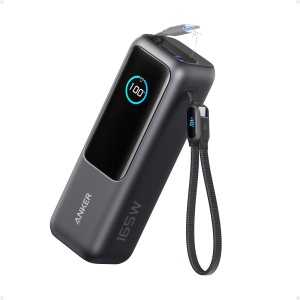 ANKER Power Bank 165W 25000mAh sa ugrađenim USB-C kablom na izvlačenje eksterna baterija CRNI - Img 2