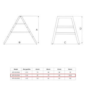 ATON Aluminijumske sklopive stepenaste merdevine 2x4 0.97m ATN-DLH504