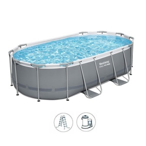 Bazen porodični ovalni Bestway Steel Pro Max 427x250x100 cm 56620 - Img 2