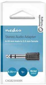 CAGB23930BK, Stereo audio adapter, 6,35 mm muški, 3,5 mm ženski, Niklovani, ABS, Crni - Img 2