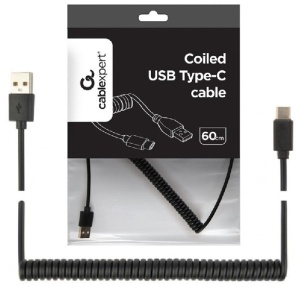 CC-USB2C-AMCM-0.6M Gembird Spiralni USB 2.0 AM na USB-C kabl, 0.6m, black - Img 1