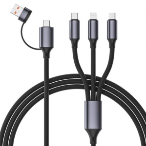 CC-USB2S-ACM31-1.5M Gembird Premium silicon 4-in-1 USB charging cable, 8-pin, Type-C i MicroUSB 1.5m - Img 2