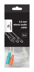 CCA-417W Gembird 2x 3.5 mm(slusalice i mikrofon) adapter na 1x 3.5mm(4 pin) cable, 0.2 m beli FO - Img 2