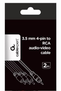 CCA-4P2R-2M Gembird Jack AV 3.5mm 4-pin, cable Jack AV 3.5mm male - 3x RCA male 2m black - Img 3