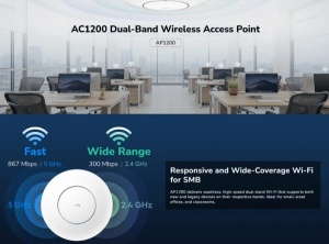 Cudy AC1200 Wi-Fi Access Point, AP1200 1.0,867 Mbps + 300 Mbps Wi-Fi 1, 802.3at/af, Passive PoE, D - Img 3