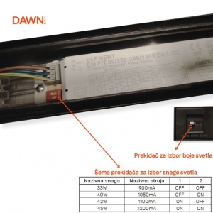 DAWN LED SVETILJKA LT-T-020 33/40/42/45W CCT CRNA 1,2 met - Img 3
