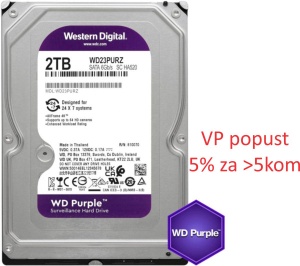 HDD 3.5 * 2TB WD23PURZ WD Purple 24/7 5400RPM 64MB SATA3 - Img 3