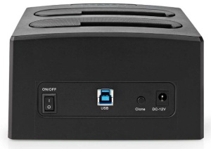 HDDUDB3210BK Nedis USB 3.2 DUPLI docking station za 2.5/3.5 SATA hard diskove, Kloniranje max 8TB - Img 3