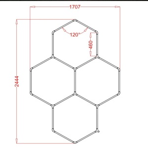 Hexagon LED tube 4 heads RGB 12V 410mm 19pcs - Img 2