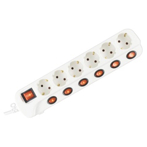 home Produžni kabel sa zaštitom, 6 utičnica, 1.0mm2, 1.5 met - NVK 06K/WH