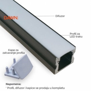 LED PROFIL LL-ALP004-R KOMPLET CRNI - Img 2