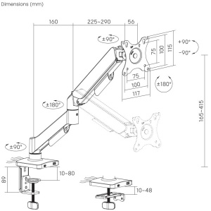 MA-DA1U-01 Gembird Podesivi stoni drzac za monitor sa USB portom, tilt 17-32 max.9kg - Img 2