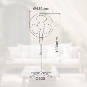 NIAROS PODNI Ventilator PREČNIKA 43CM, 45W, VISINA DO 133CM ,CRNI - Img 3