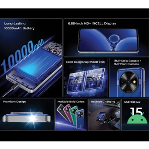 Oukitel C59 blue Smart phone 4G/Octa-Core/6.88"HD/128GB/4GB/13M/5MP/10000mAh/Android 15 - Img 3