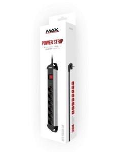 Produžni kabl sa prenaponskom zaštitom sa 6 utičnica MAX MPS-606SOB-3M/aluminijumsko kučište/3m - Img 2