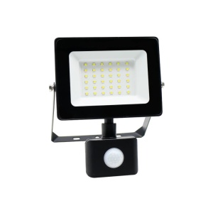 PROSTO LED reflektor sa PIR senzorom 30W 6500K,2500lm,metal,crna