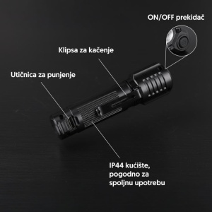 Punjiva LED baterijska lampa 3W XPE LED - Img 2