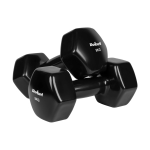 REBEL ACTIVE Bučice tegovi za ruke HEX liveni vinilni par 2x9kg RBA-2340-9 - Img 2