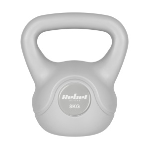 REBEL ACTIVE Girja rusko zvono kettlebell sa gumenom oblogom, 8 kg, siva boja, model RBA-2322G-08 - Img 2