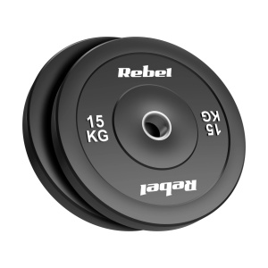 REBEL ACTIVE Olimpijski tegovi BUMPER gumirani 2x15kg za šipku 51mm RBA-2144-15 - Img 1