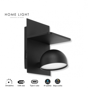 SOLEA 57 ZIDNA LAMPA 7W 3000K CRNA DIM - Img 2