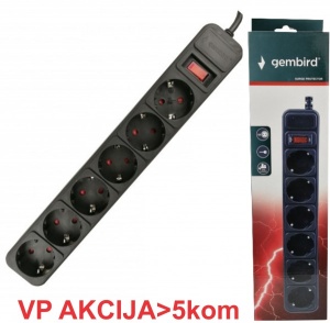 SPG6-B-15 (3G1.0) ** Gembird produzni kabl sa zastitom 6 uticnica (3x1.0mm) 4.5m black(567) - Img 3