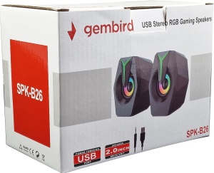 SPK-B26 * Gembird Stereo zvucnici black LED, 2.0 inch, 6W RMS (2x3W) USB pwr, volume control, 3,5mm - Img 3