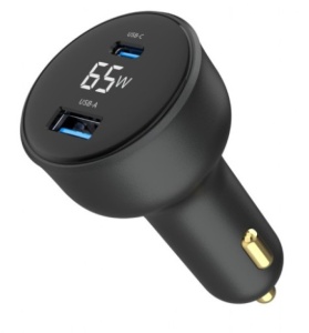 TA-UC-AC2PD65LCD-CAR-01 Gembird 2-port USB brzi punjac za auto, Type-C PD, LCD, 65W, black - Img 3