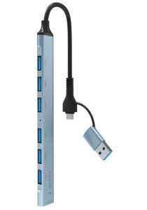 UHB-ACM-U3P1U2P6-01 Gembird 7-port USB hub (1x USB 3.2 + 6x USB 2.0), USB-A + USB-C, silver - Img 2