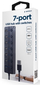 UHB-U3P1U2P6P-01 Gembird 7-port USB hub (1xUSB 3.1 + 6xUSB 2.0) with switches, black - Img 2
