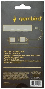 UHB-U3P4-06 ** Gembird HUB Type-A+C to 3*USB2.0 + 1*USB3.0 Aluminum (287) - Img 3