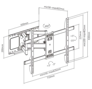 WM-80ST-02 Gembird TV nosac okretanje/tilt 37-80 VESA max.60x40cm, max 60kg, drzac - Img 3