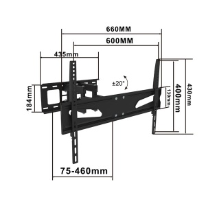 Xstand 37-75 all around Nosač za TV/FULL MOTION/nagib-20 do+20/rotac.90/VESA 600X400/50kg/8-46cm - Img 2