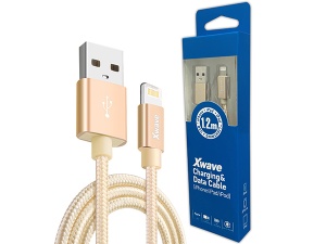 Xwave kabl USB Iphone Lightning 3A ALU 1.2m pleteni Gold - Img 2