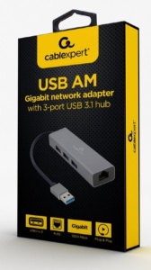 A-AMU3-LAN-01 Gembird USB AM Gigabit network adapter with 3-port USB 3.0 hub - Img 3