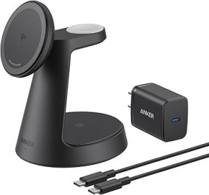 ANKER MagGo Bežični Dock Stand 3u1, sa kablovima i zidnim punjačem, crni