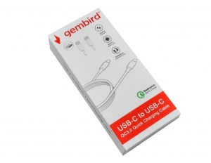CCP-AMCM-AMCM-1.8M** Gembird USB 2.0 Type-C to Type-C cable (AM/CM), QC3.0, 1.8m WHITE (135) fo - Img 2