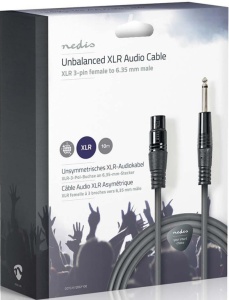 COTG15120GY100 Nebalansirani audio kabl, XLR 3-pinski ženski, 6,35 mm muški, Niklovani, 10,0 m, PVC