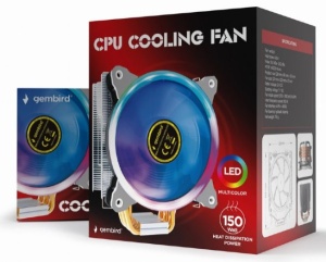CPU-HURACAN-ARGB-X130 Gembird LED UNI kuler 150W 120mm.Fan +/-1600rpm 26dBa LGA 775/115x/1200/AMD - Img 3