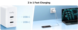 Cudy CH40_EU Brzi punjac za telefone,laptopove I tablete PD+PPS+QC, 2× USB-C , 40W - Img 2
