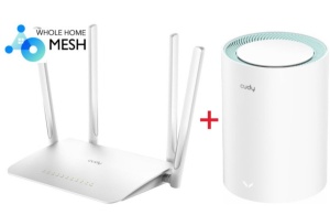 Cudy SET * WR1300 AC1200 Dual Band 2.4+5Ghz MESH Ruter + M1300 1-pack AC1200 Dual Band MESH (5183) - Img 1