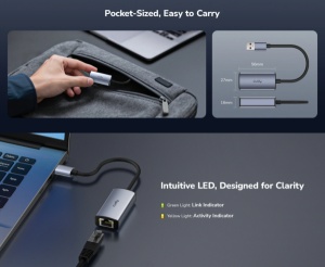 Cudy UE25A, USB-A adapter za Ethernet od 2.5 Gbps , 10/100/1000/2500 Mbps - Img 3
