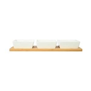 ESTIA ES01-20231 PORCELANSKI SET 3 POSUDE NA DASCI OD BAMBUSA - Img 1