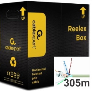 FPC-6260E-SOL *Gembird, FTP cat.6 Indoor, solid 23AWG, 0.57mm PREMIUM CCA kotur pun presek 305m(5503 - Img 2