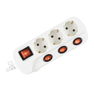 home Produžni kabel sa zaštitom, 3 utičnice, 1.0mm2, 1.5 met - NVK 03K/WH