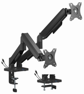 MA-DA2U-01 Gembird Podesivi stoni nosac za 2 monitora sa USB portovima, 17-32, 9kg - Img 3