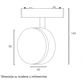 MAGNETIC SLIM SVETILJKA LED26-B90 9W 3000K 150° 48V DC BELA - Img 3